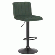 Décoshop26 - Tabouret de bar x1 pivotant hauteur réglable assise surpiqué en velours vert et métal noir 10_0005002 - noir 3000252404806 Décoshop26 - Tabouret de bar x1 pivotant hauteur réglable assise surpiqué en velours vert et métal noir 10_0005002 - noir 3000252404806