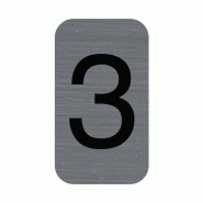 Exacompta - Réf. 67183E - 1 Plaque adhésive imitation Aluminium Chiffre 3 - Dimensions 2,5x4,4 cm - Gris - gris aluminium 67183E