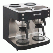 GastroHero Machine à café filtre ECO 2x 2 litres noire avec 2 verseuses en verre incluses, 200 tasses/heure, machine à café professionnelle grande