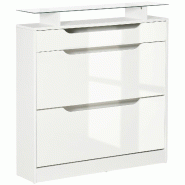 Helloshop26 - Armoire à chaussures entrée compacte 89 x 23 x 96 cm rangement modulable anti basculement contemporain épuré en MDF 21_0002628 - ver
