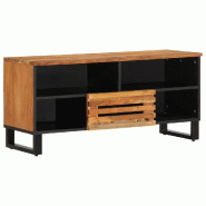 Helloshop26 - Meuble TV industriel avec grand rangement 100 x 34 x 46 cm ambiance cosy en bois d'acacia massif 02_0047615 - Bois massif 3000234873095