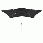 Helloshop26 - Parasol avec led et mât en acier 2 x 3 m noir 02_0008068 - noir acier 3000431982729