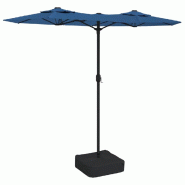 Helloshop26 - Parasol de jardin double tête design élégant 316 x 145 cm protection UV ambiance romantique en polyester bleu azuré 02_0047399 - ble