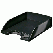 LEITZ Lot de 5 Corbeille à courrier Plus Wow A4, en polystyrène choc, coloris noir - noir 52263095