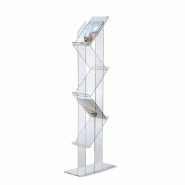 Présentoir brochure zigzag - 5 niveaux - PMMA transparent - Format A4 - Hauteur 150cm