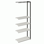 Suite structure Cage noir 88x40x240cm 4 tablettes noyer clair_0