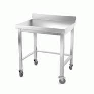 Table de travail en inox 600 x 500 mm adossée avec renfort sur roulettes PREMIUM / GOLDINOX - gris inox 3701770803682 Table de travail en inox 600 x 500 mm adossée avec renfort sur roulettes PREMIUM / GOLDINOX - gris inox 3701770803682