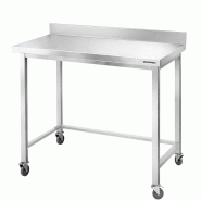 Table de travail en inox Bar 1000x700 mm avec renfort et dosseret sur roulettes PREMIUM - GOLDINOX - gris inox 3701770831494
