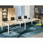 Table de réunion Ponti - 12 personnes - 320x160 cm - Plan mélaminé avec trappes passe-câbles centrales