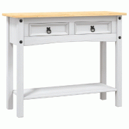VidaXL Table console Gamme Corona Pin mexicain Blanc 90x34,5x73 cm Modèle Luna Select - 282646