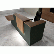 Comptoir d'accueil bi-colore avec PMR Delta et réhausse - 242, Gauche, Noir, Oui, Acacia foncé_0