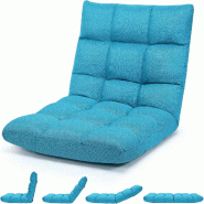 COSTWAY Fauteuil au sol réglable, pouf rembourré, coussin de sol avec dossier, chaise de méditation pour fenêtre (turquoise) - bleu métal TH32577BN COSTWAY Fauteuil au sol réglable, pouf rembourré, coussin de sol avec dossier, chaise de méditation pour fenêtre (turquoise) - bleu métal TH32577BN