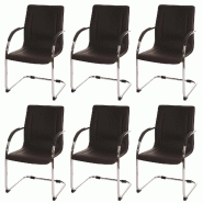 Décoshop26 - Ensemble de 6 chaises de salle à manger chaise visiteur ou bureau en PVC marron et cadre métal chromé 04_0002126 - 3000083032698