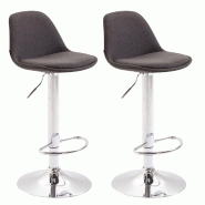 Décoshop26 - Lot de 2 tabourets de bar moderne et confortable assise en tissu gris foncé et pieds en métal chromé 10_0004243 - gris métal 3000252