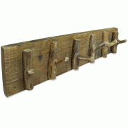 Décoshop26 - Porte-manteau en bois de récupération massif style rustique avec 6 crochets 60x15 cm DEC024191 - Bois massif 3001113569603