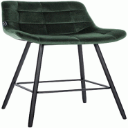 Décoshop26 - Tabouret de bar x1 en velours matelassé vert foncé cadre robuste à quatre pieds métal noir 10_0005628 - noir métal 3000265126337