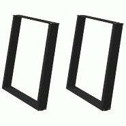 Helloshop26 - Lot de 2 pieds de table à manger en U inclinés réglables 80 x 72-73 cm en acier thermolaqué noir 02_0057076 - noir acier 3000239848937