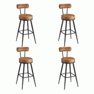 Helloshop26 - Lot de 4 tabouret de bar design chaise de cuisine siège rembourré PU avec coutures style moderne pour cuisine bar 12_0005374 - 3000222