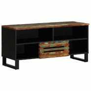 Helloshop26 - Meuble TV industriel rangement grand espace 100 x 34 x 46 cm en bois d'acacia marron 02_0047618 - marron Bois massif 3000234873415