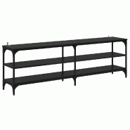Helloshop26 - Meuble TV rustique polyvalent avec 3 étagères 160 x 30 x 50 cm en bois d'ingénierie chêne noir 02_0052715 - noir Bois massif 3000237