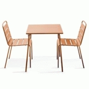 Oviala Business Ensemble table de jardin carrée et 2 chaises Caramel - marron acier 114640 Oviala Business Ensemble table de jardin carrée et 2 chaises Caramel - marron acier 114640