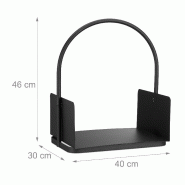Panier de rangement pour bois de chauffage porte-bûches en acier avec poigné noir 13_0002178 Panier de rangement pour bois de chauffage porte-bûches en acier avec poigné noir 13_0002178