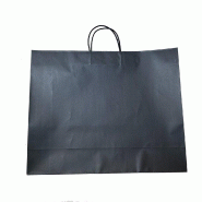 Sac kraft noir - poignées torsadées coton - 54x16x43 cm - par 25