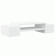Support de moniteur table meuble bureau avec rangement bois d'ingénierie blanc 02_0044921 - blanc Bois massif 3000220378986