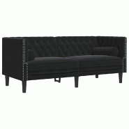 VidaXL Canapé Noir 174 x 74,5 x 70,5 cm Velours Modèle Concorde Design - 42013021