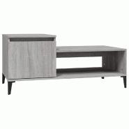 VidaXL Table basse Sonoma gris 100x50x45 cm Bois d'ingénierie Modèle Patio Chi Plus - 821138