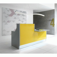 Banque d'accueil droite de couleur Linea avec accès PMR. - 165, Jaune brillant, Droite, Sans