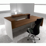 Bureau d'accueil ergonomique et Design Delta - 242, Gauche, Blanc, Non, Acacia foncé_1