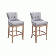 CLP Lot de 2 Tabourets de Bar Lakewood en Tissu Gris clair/Antique clair - gris textile 304584 CLP Lot de 2 Tabourets de Bar Lakewood en Tissu Gris clair/Antique clair - gris textile 304584