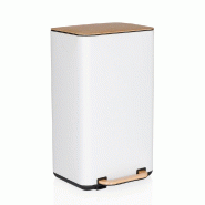 Collecteur à déchets / Poubelle CLEAN NATURA 30 L aspect bois acier crème/noyer hjh OFFICE - blanc métal 741201