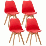 Décoshop26 - Lot de 4 chaises de salle à manger cuisine ou bureau en plastique et synthétique rouge pieds en bois 10_0000968 - 3000717669603 Décoshop26 - Lot de 4 chaises de salle à manger cuisine ou bureau en plastique et synthétique rouge pieds en bois 10_0000968 - 3000717669603