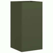 Helloshop26 - Jardinière moderne à fond ouvert 40 x 40 x 80 cm pour balcon jardin robuste en acier laminé à froid vert olive 02_0051495 - vert aci