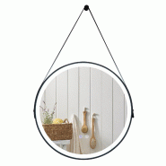 Helloshop26 - Miroir rond 60 cm salle de bain avec éclairage tricolore anti-buée sangle ajustable moderne en verre argent 20_0019548 - 3000233006838