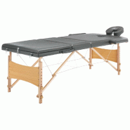 Helloshop26 - Table de massage avec 3 zones cadre en bois 186 x 68 cm 02_0001801 - Bois massif 3000088871537