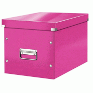 LEITZ Lot de 6 Boîte de rangement Click & Store Wow, format cube, coloris rose métallique - rose 61080023