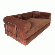 Oviala Business Oviala Canapé convertible 2 places en tissu avec coussins marron - marron textile 114207