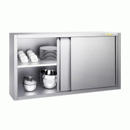 Placard mural inox 1600x400 mm - Hauteur 800 mm avec portes coulissantes PREMIUM - GOLDINOX - gris inox 3701770815197