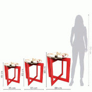 Présentoir cadeau en bois rouge brillant 89 / 65 / 45 cm