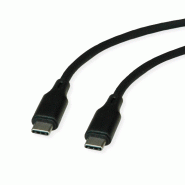 ROLINE Câble USB 2.0, C–C, M/M, silicone, 60W, noir, 1 m_0