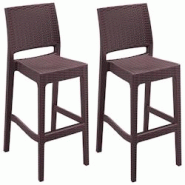 SIESTA EXCLUSIVE Pack de 2 Tabourets de Bar Jamaica en Rotin Marron - marron plastique polypropylène SP-SI-866BR SIESTA EXCLUSIVE Pack de 2 Tabourets de Bar Jamaica en Rotin Marron - marron plastique polypropylène SP-SI-866BR