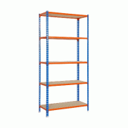 SimonRack Étagère Rangement 2000x1200x300 mm, 5 niveaux, plateaux en bois, charge 200 kg par niveau, Bleu/Orange - Maderclick - métal 8425437077470