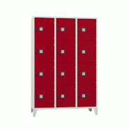 Vestiaire Roma 3 colonnes 4 cases gris / rouge