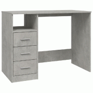 VidaXL Bureau avec tiroirs Gris béton 102x50x76 cm Bois d'ingénierie Modèle Orion Bureau - gris 823036
