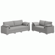 VidaXL Canapé 2 pcs Gris nuage 219 x 80 x 82 cm tissu Modèle Vega Office Ligne - Matériau naturel 3324748