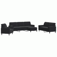 VidaXL Ensemble de canapés 4pcs et coussins et traversins noir velours Modèle Luvina - 3278466