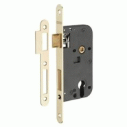 Boitier de serrure encastrable à cylindre pour porte d'entrée, axe 50mm, bouts ronds, têtière laitonnée - THIRARD - doré 3150260012064 Boitier de serrure encastrable à cylindre pour porte d'entrée, axe 50mm, bouts ronds, têtière laitonnée - THIRARD - doré 3150260012064